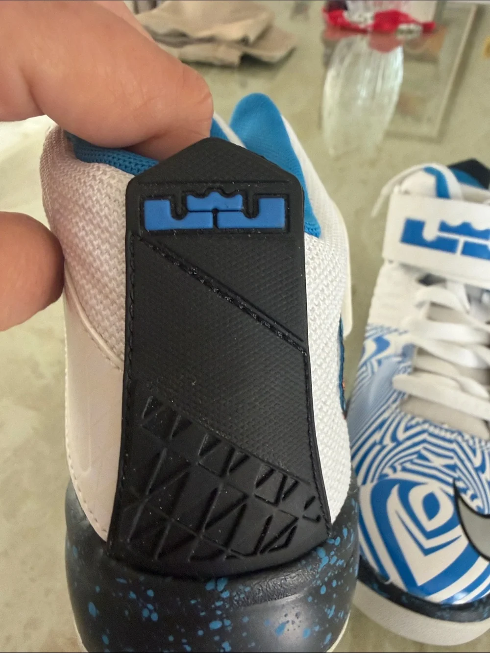 High-Top Basketball Shoes in White & Blue